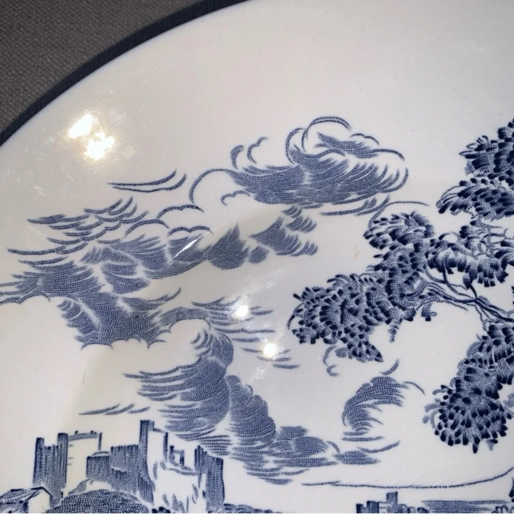 Wedgwood Countryside Blue White Porcelain Dinner Plate 9 7/8” Vintage England
